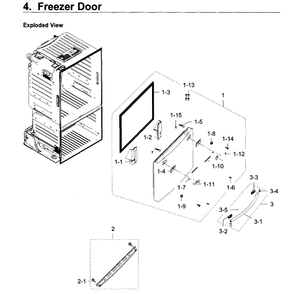 Freezer Door Diagram and Parts List for RF28HDEDPBC AA-07 Samsung Refrigerator