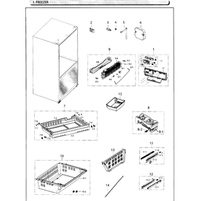 Freezer Diagram and Parts List for RF26HFENDWW AA-01 Samsung Refrigerator