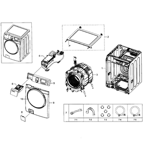 Main Section Diagram and Parts List for WF448AAP XAA-08 Samsung Washer