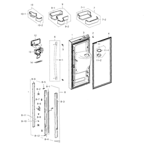 Fridge Door L Diagram and Parts List for RFG237AAPN XAA-01 Samsung Refrigerator
