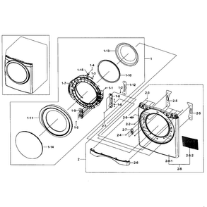 Frame Front & Door Diagram and Parts List for DV457EVGSWR AA-0000 Samsung Dryer