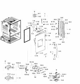 Left Door Diagram and Parts List for RF28HFEDTSR AA-0006 Samsung Refrigerator