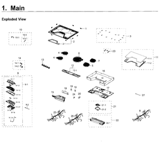 Main Asy Diagram and Parts List for NZ30K6330RG AA-0000 Samsung Cooktop