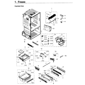 Freezer Diagram and Parts List for RF263TEAEWW AA-03 Samsung Refrigerator