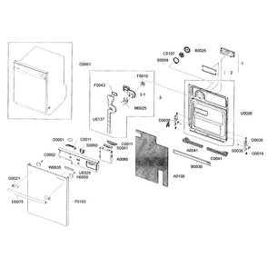 Door Assembly Diagram and Parts List for DMR77LHS XAA-00 Samsung Dishwasher