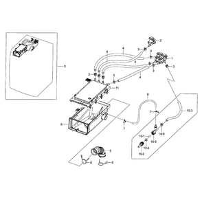 Housing Drawer Diagram and Parts List for WF42H5400AF A2-0000 Samsung Washer