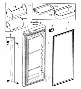 Refrigerator Door-r Diagram and Parts List for RF267AZRS XAA-0000 Samsung Refrigerator