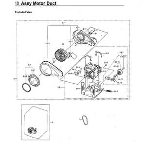 Motor Duct Diagram and Parts List for DVE60M9900V A3-0000 Samsung Dryer