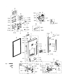 Fridge Door Left Diagram and Parts List for RF34H9960S4 AA-03 Samsung Refrigerator