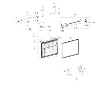 Freezer Door Diagram and Parts List for RFG237AARS XAA-0002 Samsung Refrigerator