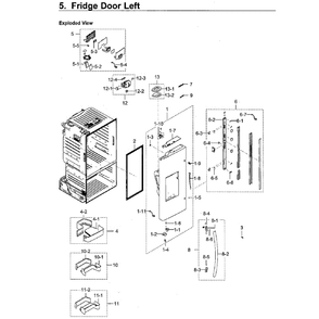 Fridge Door L Diagram and Parts List for RF265BEAESG AA-0000 Samsung Refrigerator