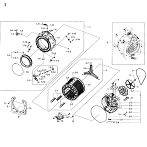 Tub Drum Diagram and Parts List for WW22K6800AW A2-0000 Samsung Washer