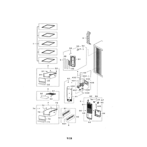 Freezer Diagram and Parts List for RSG307AABP XAA-02 Samsung Refrigerator