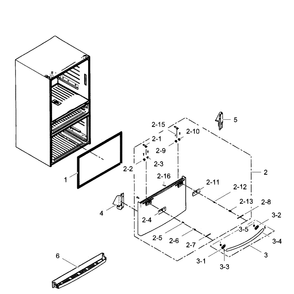Freezer Door Diagram and Parts List for RF31FMEDBBC AA-05 Samsung Refrigerator