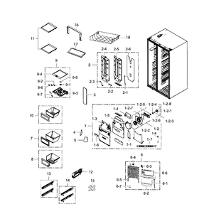Fridge Diagram and Parts List for RS267TDRS XAA-02 Samsung Refrigerator