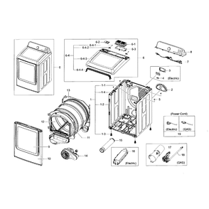 Main Assembly Diagram and Parts List for DV48H7400EP A2-0000 Samsung Dryer