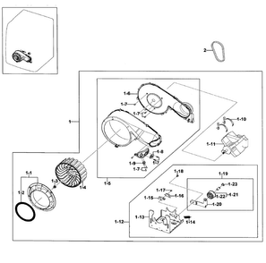 Motor Assy Diagram and Parts List for DV409AER XAA-0001 Samsung Dryer