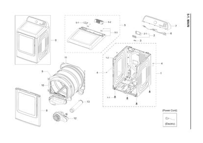 Part Location Diagram of DC97-16954X Samsung Top Cover Assembly
