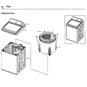 Main Assembly Diagram and Parts List for WA40J3000AW A2-13 Samsung Washer