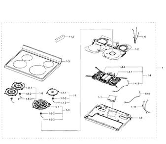 Cooktop Assy Diagram and Parts List for NE597N0PBSR AA-0002 Samsung Range