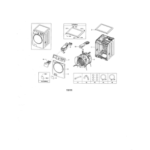 Main Diagram and Parts List for WF461ABP XAA-01 Samsung Washer