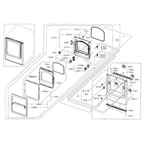 Frame Front And Door Diagram and Parts List for DV456ETHDSU AA-0000 Samsung Dryer