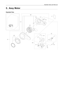 Motor Parts Diagram and Parts List for DVE45R6100P A3-00 Samsung Dryer
