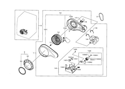 Motor Diagram and Parts List for DV331AGR XAA-0000 Samsung Dryer