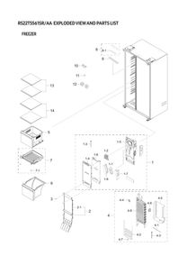 Freezer Parts Diagram and Parts List for RS22T5561SR AA-01 Samsung Refrigerator
