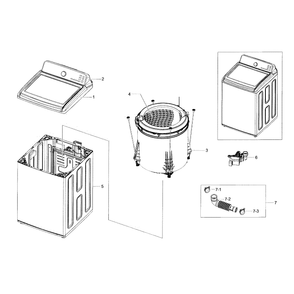 Main Assembly Diagram and Parts List for WA40J3000AW A2-0000 Samsung Washer