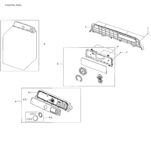 Control Panel Diagram and Parts List for DV48H7400GW A2-0000 Samsung Dryer