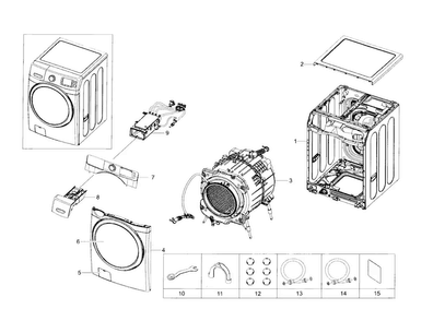 Main Assy Diagram and Parts List for WF42H5200AF A2-0000 Samsung Washer