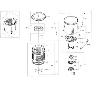 Tub Parts Diagram and Parts List for WA45H7000AP A2-0000 Samsung Washer