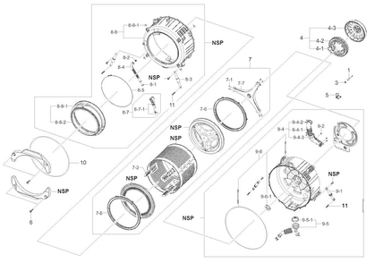 Tub Assy Diagram and Parts List for 40249032010  Kenmore Washer