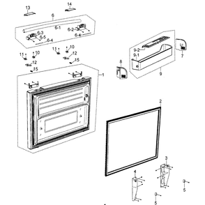 Freezer Door Diagram and Parts List for RF266AZBP XAA-00 Samsung Refrigerator