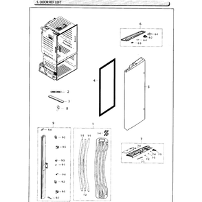 Fridge Door L Diagram and Parts List for RF26HFENDSR AA-03 Samsung Refrigerator