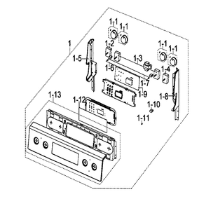 Control Panel Diagram and Parts List for FCQ321HTUB XAA-00 Samsung Range