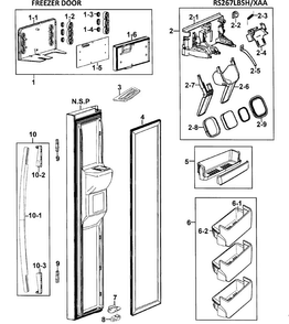 Left Door Diagram and Parts List for RS267LBSH XAA-0000 Samsung Refrigerator