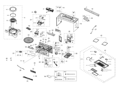 Main Asy Diagram and Parts List for ME21K7010DG AA-0000 Samsung Microwave