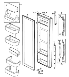 Right Door Diagram and Parts List for RS2630SH XAA-0000 Samsung Refrigerator
