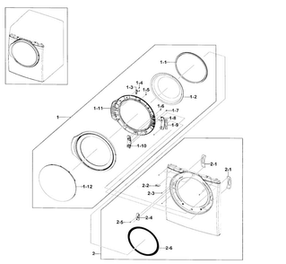 Front & Door Diagram and Parts List for DV330AEB XAA-0000 Samsung Dryer