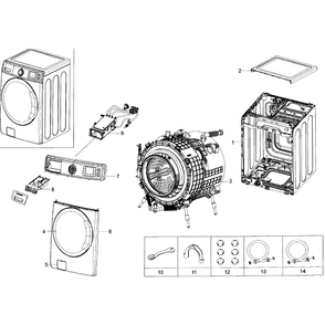 Main Assembly Diagram and Parts List for WF56H9100AG A2-01 Samsung Washer