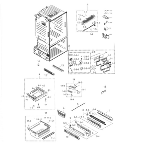 Freezer Diagram and Parts List for RF263BEAESP AA-0002 Samsung Refrigerator