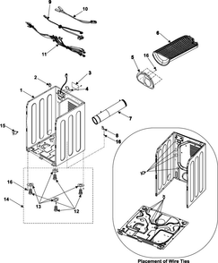 Cabinet Diagram and Parts List for DV3C6BEW XAA Samsung Dryer