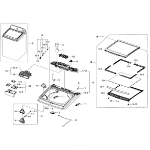 Top Assembly Diagram and Parts List for WA48H7400AP A2-02 Samsung Washer