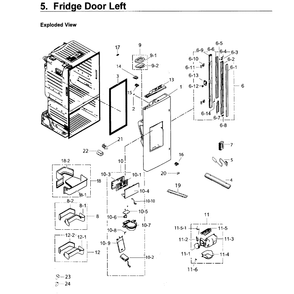Fridge Door L Diagram and Parts List for RF263BEAEWW AA-04 Samsung Refrigerator