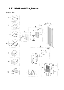 Freezer Parts Diagram and Parts List for RS22HDHPNWW AA-04 Samsung Refrigerator