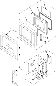 Control Panel/door Assembly Diagram and Parts List for MW5380W XAA Samsung Microwave