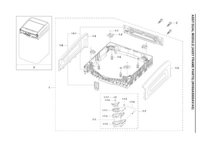 Frame Assembly 2 Diagram and Parts List for WV60A9900AV A5-00 Samsung Washer