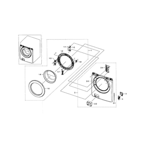 Frame Front And Door Diagram and Parts List for WF210ANW XAA-03 Samsung Washer